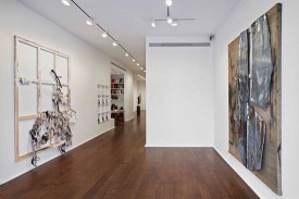 installation shot, Science on the back end: Artists selected by Matthew Day Jackson at Hauser & Wirth New York, May 1 to June 16, 2012, with works by Rosy Keyser, Eve’s First Confusion Between Penises and Snakes, 2012, left, and Ray (x-ray), 2012. Courtesy of Hauser & Wirth