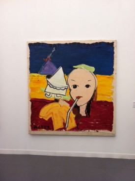 A work by Rose Wylie on display at Regina Gallery, London and Moscow, at the Frieze Art Fair New York, May 2012