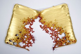 Kris Scheifele, Gilded Fade, 2012. Acrylic paint & acetate, 13.5 x 20 inches. Courtesy of the Artist