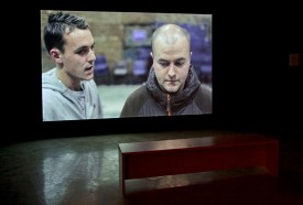 Gillian Wearing, Bully, 2010. Video for projection, 7 mins 55 seconds. Installation shot at Tanya Banakdar Gallery, 2011