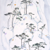 Wu Guangzhong, Pines and Rocks of the Lao Mountains," 1987, Ink and color on rice paper, H. 70.9 in x W. 37.4 in (180 x 95 cm), Shanghai Art Museum