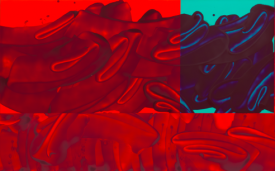 David Reed, #617, 2003–2011 [detail]. Oil and alkyd on linen, 44 x 190 inches. Kunstmuseum Bonn, Permanent loan from Sammlung Mondstudio, Photograper: Christopher Burke, New York © 2012 VG-Bild Kunst, Bonn