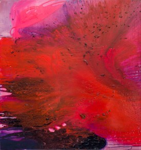 Sandi Slone, Vulcan Love, 2012. Oil, acrylic, mica on canvas, 46 x 43 inches. Courtesy of Allegra LaViola Gallery