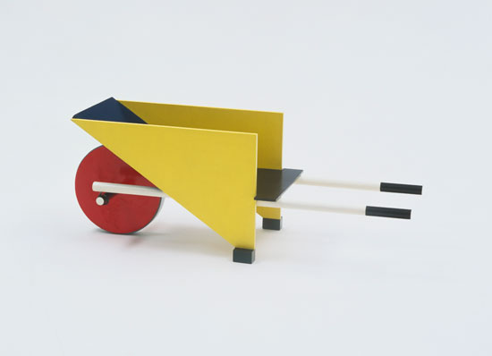 Gerrit Rietveld, Child’s wheelbarrow,1923 (manufactured 1958). Painted wood, 12-1/2 x 11-3/8 x 33-1/2 inches. Manufactured by Gerard van de Groenekan. The Museum of Modern Art, New York. Gift of Jo Carole and Ronald S. Lauder. © 2012 Artists Rights Society (ARS), New York / Beeldrecht, Amsterdam