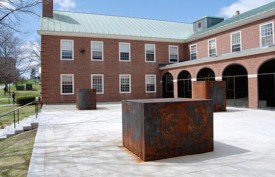 Richard Serra’s 4-5-6 (2000) in the courtyard of the Colby College Museum of Art