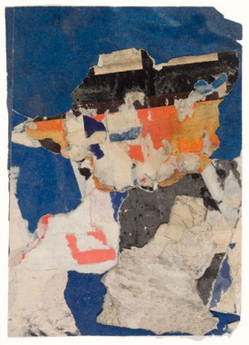 Henry Rothman, Untitled (Blue and Red) [double-sided] circa 1960-63. Paper collage, 6-7/8 x 4-7/8 inches. Courtesy of Lori Bookstein Fine Art