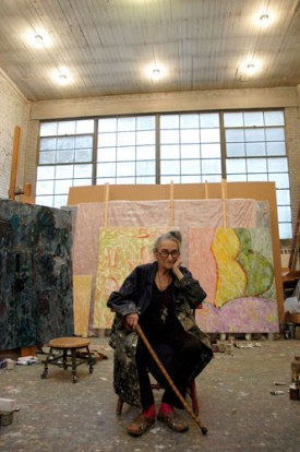 Pat Passlof in her studio on Manhattan's Lower East Side. (c) Alice Sebrell