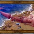 Frank Moore, Birth of Venus, 1993. Oil and silkscreen on linen mounted on wood, in antique gilded frame, 51-1/4 x 73-1/4 inches. Collection of Beth Rudin DeWoody. Courtesy Sperone Westwater, New York
