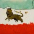 Peter Doig, Lion in Sand, 2012. Oil and gesso on linen, 15 x 18-1/4 inches. Courtesy Michael Werner Gallery, New York and London