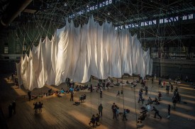 Installation shot of The Event of a Thread by Ann Hamilton at the Park Avenue Armory, December 2012. Photo: James Ewing