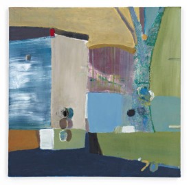 Merlin James, House and Tree, 200. Acrylic on canvas, 25-7/8 x 26 inches. Courtesy of Sikkema Jenkins & Co