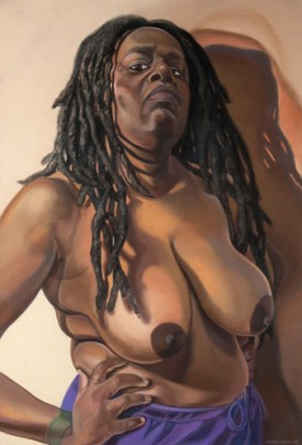 Diane Edison, Nude Self Portrait, 1995. Pastel on black paper, 44-1/4 x 30 inches. Pennsylvania Academy of the Fine Arts, courtesy of George Adams Gallery, New York.