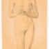 Leo Steinberg, Untitled, “Summer ‘49,” graphite on paper, with taped note, “Censored!,” 14 x 6 inches. Courtesy of the New York Studio School