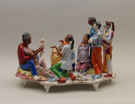 Ann Agee, Birthing Class, 2001. Porcelain, china paint and gold luster, 15 x 15 x 24 inches. Pennsylvania Academy of the Fine Arts.