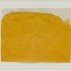 Suzan Frecon, yellow-orange on more conventional format with 3 holes, 2012. Watercolor on found old Indian paper, 13-1/2 x 17-1/2 inches. Courtesy of David Zwirner, New York