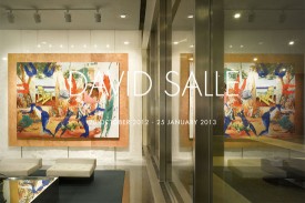 David Salle's Tapestries/Battles/Allegories at Lever House, installation shot, courtesy Lever House Art Collection