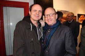 Jeff Wright and Jerry Saltz at the opening of Walter Robinson: Indulgences, Dorian Grey Gallery, March 1, 2013. Photo: Manuel Arjona