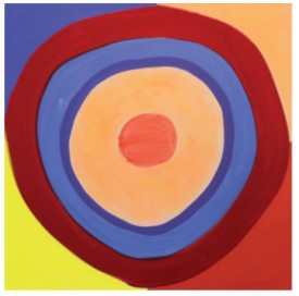 Marina Adams, Space Embrace, 2012. Acrylic on Linen, 48 x 48 inches. Courtesy of Hionas Gallery