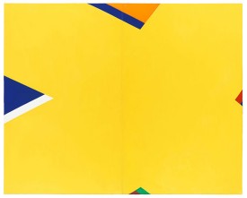 Al Held, The Yellow X, 1965. Acrylic on canvas, 90 x 144 inches. Courtesy Cheim & Read, New York