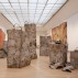 El Anatsui, Waste Paper Bags, 2003-2010, aluminum printing plates, paint and copper wire, seven pieces, dimensions variable. Courtesy of the artist and Jack Shainman Gallery, NY. Brooklyn Museum photograph.