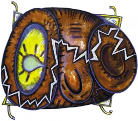 Elizabeth MurrayCracking Cup, 19983-dimensional lithograph, 34 ½ x 39 ¾ inches. Courtesy of Pace Gallery