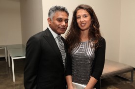 Waqas Wajahat and Elizabeth Schwartz at the Drawing Center Gala, April 10, 2013. Photo by Hal Horowitz