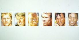 Greg Goldberg, Surfers, 2001. Oil on linen, 19 x 15 inches each. Courtesy of the Artist