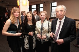 Nova Benway, Lisa Sigal, Lucy Freeman Sandler and Irving Sandler at the Drawing Center Gala, April 10, 2013. Photo by Hal Horowitz