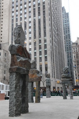 Ugo Rondinone, Human Nature, 2013. Installation of nine sculptures, bluestone, each 16 to 20 feet tall. Photo: Luigi Cazzaniga