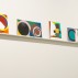 Installation shot of small paintings in David Diao: TMI at Postmasters, the exhibition under review. Courtesy of Postmasters