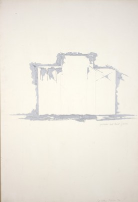 Giosetta Fioroni, Palazzo sul Canal Grande (Palazzo on the Grand Canal), 1970, pencil and aluminum enamel on paper, 39 3/8 x 27 1/2 inches. Courtesy of the artist. Photograph by Giuseppe Schiavinotto.