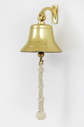 Ian Hamilton Finlay, Ship's Bells: Iroko Wrap-Around - Strake, 2002, brass, 8 x 7.5 x 8 inches, IF0550. Image courtesy of David Nolan Gallery.