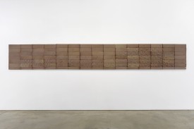 Ian Hamilton Finlay, Wave Rock, ca. 1975, 105 ceramic tiles, 29 1/2 x 200 3/4 x 5/8 inches. IF4627. Image courtesy of David Nolan Gallery.