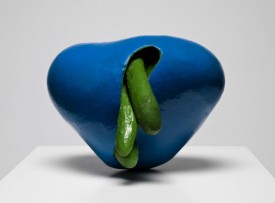 Ken Price, L. Blue, 1961, ceramic painted with lacquer and acrylic on wood base, 6 x 9 x 5 inches. Courtesy of Ken Price. Photo by Fredrik Nilsen.