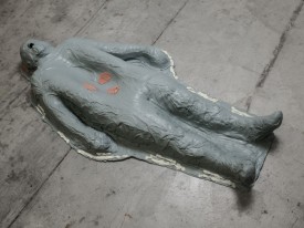Paul McCarthy, Rubber Jacket H, Horizontal, 2012, silicone, 9 x 37 x 72 inches. © Paul McCarthy. Courtesy the artist and Hauser & Wirth. Photo: Fredrik Nilsen.