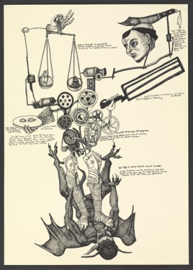 Michael Landy, Multi-Saint 2, 2012, ink on paper, 84 x 59.4 cm. © Michael Landy, courtesy of the Thomas Dane Gallery, London.