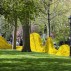 Installation view of Orly Genger’s Red, Yellow and Blue (2013) in Madison Square Park. Photo by James Ewing / Courtesy of Madison Square Park Conservancy.