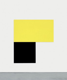 Ellsworth Kelly, Chatham XII: Yellow Black 1971. Oil on canvas, two joined panels. 84 inches x 76 1/4 inches. Collection of the artist. © Ellsworth Kelly. Photo credit: courtesy Ellsworth Kelly. Photo: Jerry L. Thompson.