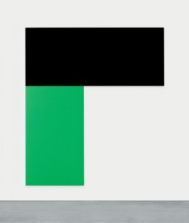 Ellsworth Kelly, Chatham IX: Black Green 1971. Oil on canvas, two joined panels. 109 inches x 96 inches. Collection Mr. Irving Blum. © Ellsworth Kelly. Photo credit: courtesy Matthew Marks Gallery, New York.