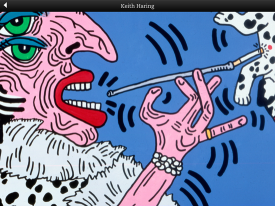 Close-up image of Cruella de Vill (1984) by Keith Haring from the "Gallery" section of the Keith Haring app for iPad2