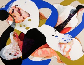 Carrie Moyer, Diver, 2011, acrylic on canvas, 48 x 60 inches. courtesy of the artist and Asya Geisberg Gallery.