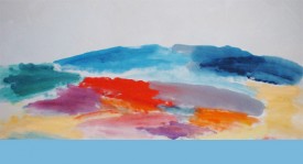 Ronnie Landfield, Clear as Day, 2006, acrylic on canvas, 55 1/4 x 108 inches. Courtesy of Stephen Haller Gallery, New York.