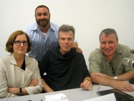 The Review Panel, November 2013: left to right, Roberta Smith, Ara H. Merjian, David Cohen and Stephen Westfall. Photo: Jill Krementz