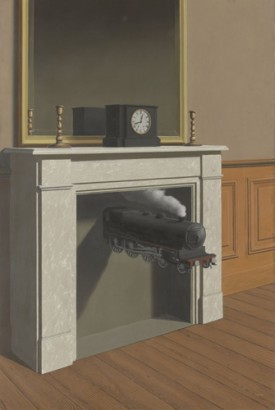 René Magritte, Time Transfixed, 1938. Oil on canvas, 57-7/8 x 38-7/8 inches. Art Institute of Chicago. © 2013 C. Herscovici, Brussels / Artists Rights Society (ARS), New York