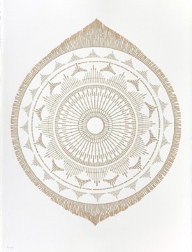 Met Hitchcock, Amazing Grace, Letters cut from the Bhagavad Gita, 2013. Courtesy of Studio 10