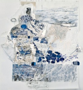 Fran Siegel, Navigation, 2010-201, colored pencil, ink, and cyanotype on cut and folded papers, 116 x 116 x 4 inches. Courtesy of the artist and Lesley Heller Workspace.