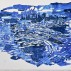 Fran Siegel, Overland 16, 2013, Cyanotype, ink, pencil and pigment on cut paper, 96 x 140 inches. Courtesy of the artist and Lesley Heller Workspace.