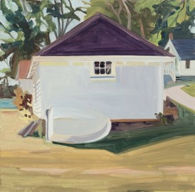 Elizabeth O'Reilly, White Boat, White House, 15" x 15", oil on panel, 2012. Courtesy George Billis Gallery.