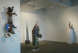 Installation shot of sculptures in the exhibition, Matthew Blackwell: Picklelilly at Edward Thorp Gallery, including Picklelilly, 2013, foreground