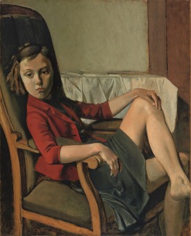 Balthus, Thérèse, 1938. Oil on cardboard mounted on wood, 39.5 x 32 inches. Metropolitan Museum of Art, Bequest of Mr. and Mrs. Allan D. Emil, in honor of William S. Lieberman, 1987 © Balthus